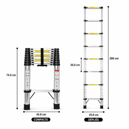 Echelle Télescopique 2,6 m, compact