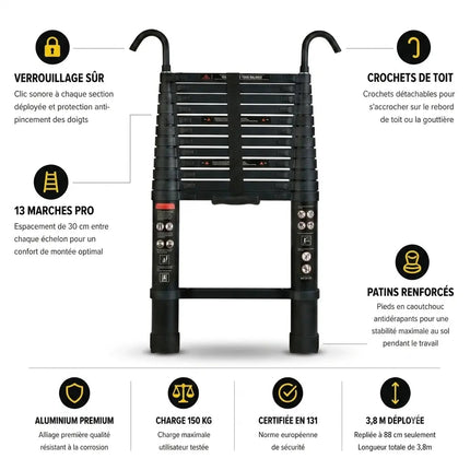 Echelle Telescopique 3,8m, extensible