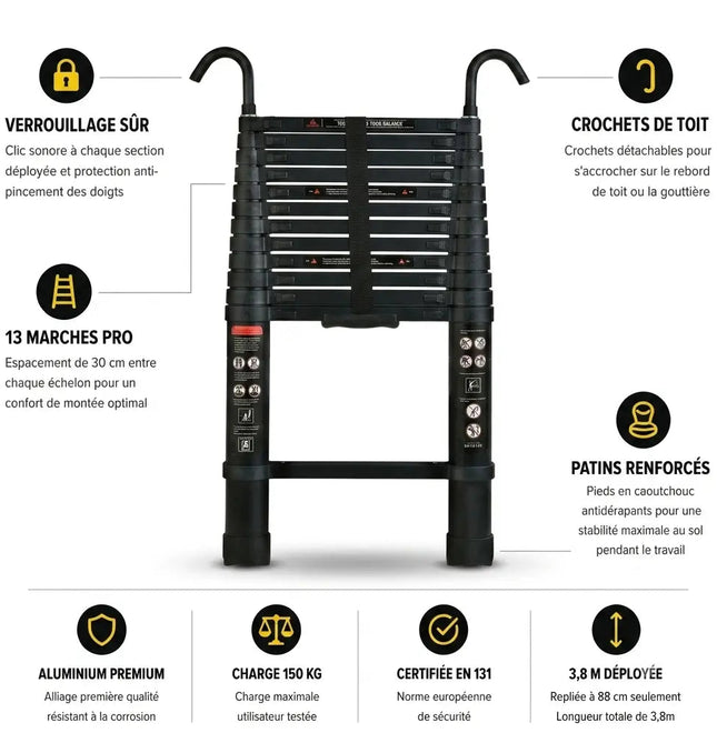 Echelle Telescopique 3,8m, extensible