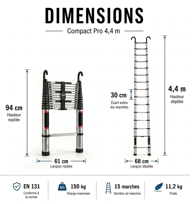 Echelle Telescopique 4,4 m compact